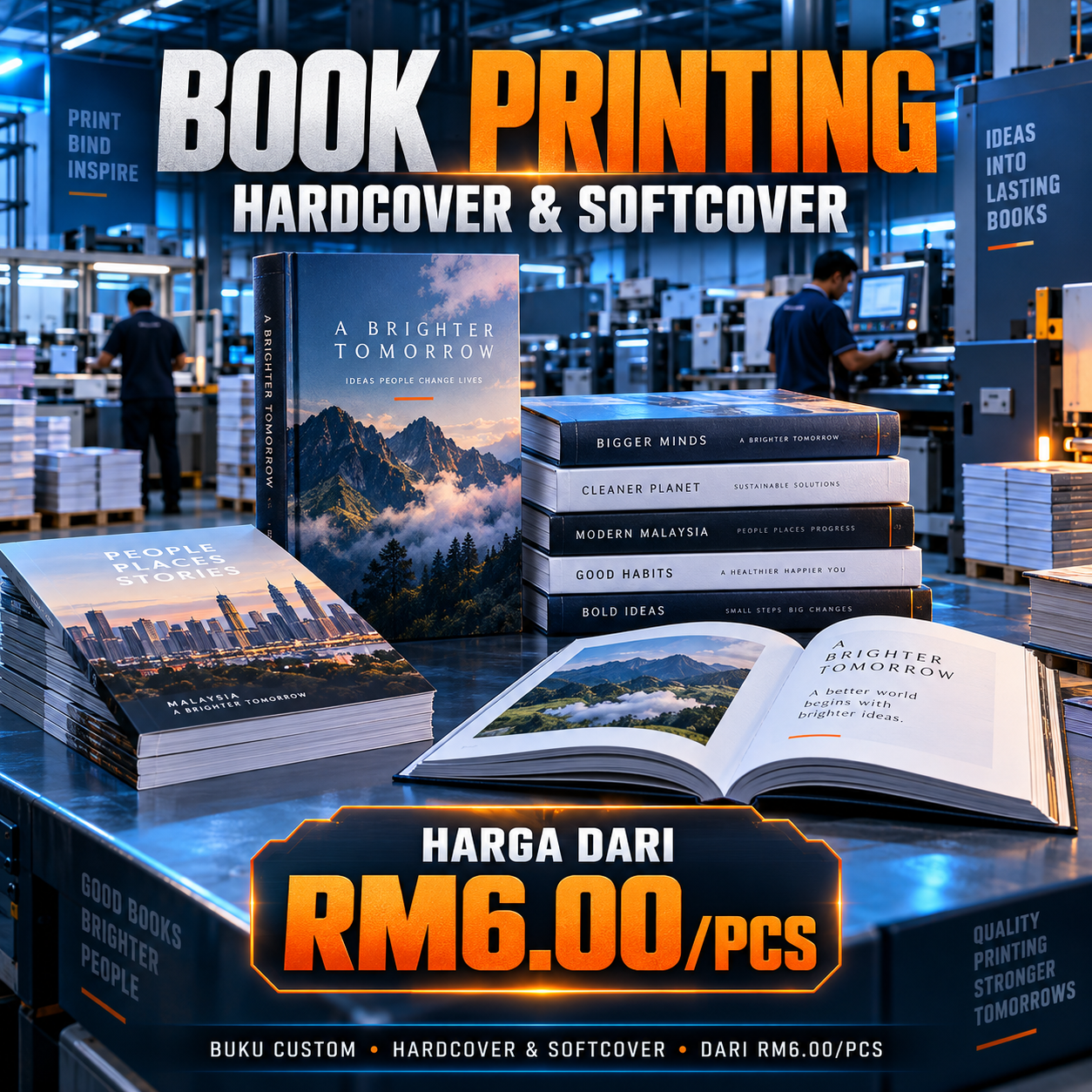 Poster cetak buku hardcover dan softcover harga dari RM6 seunit