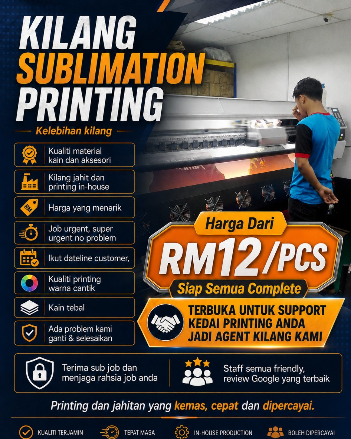 Mesin sublimation printing dan operator kilang Saudagar Printing Malaysia