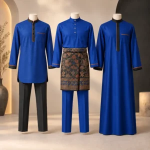 Kurta Baju Melayu dan jubah custom warna biru