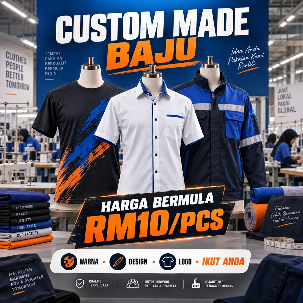 Baju custom made harga bermula RM10 sehelai